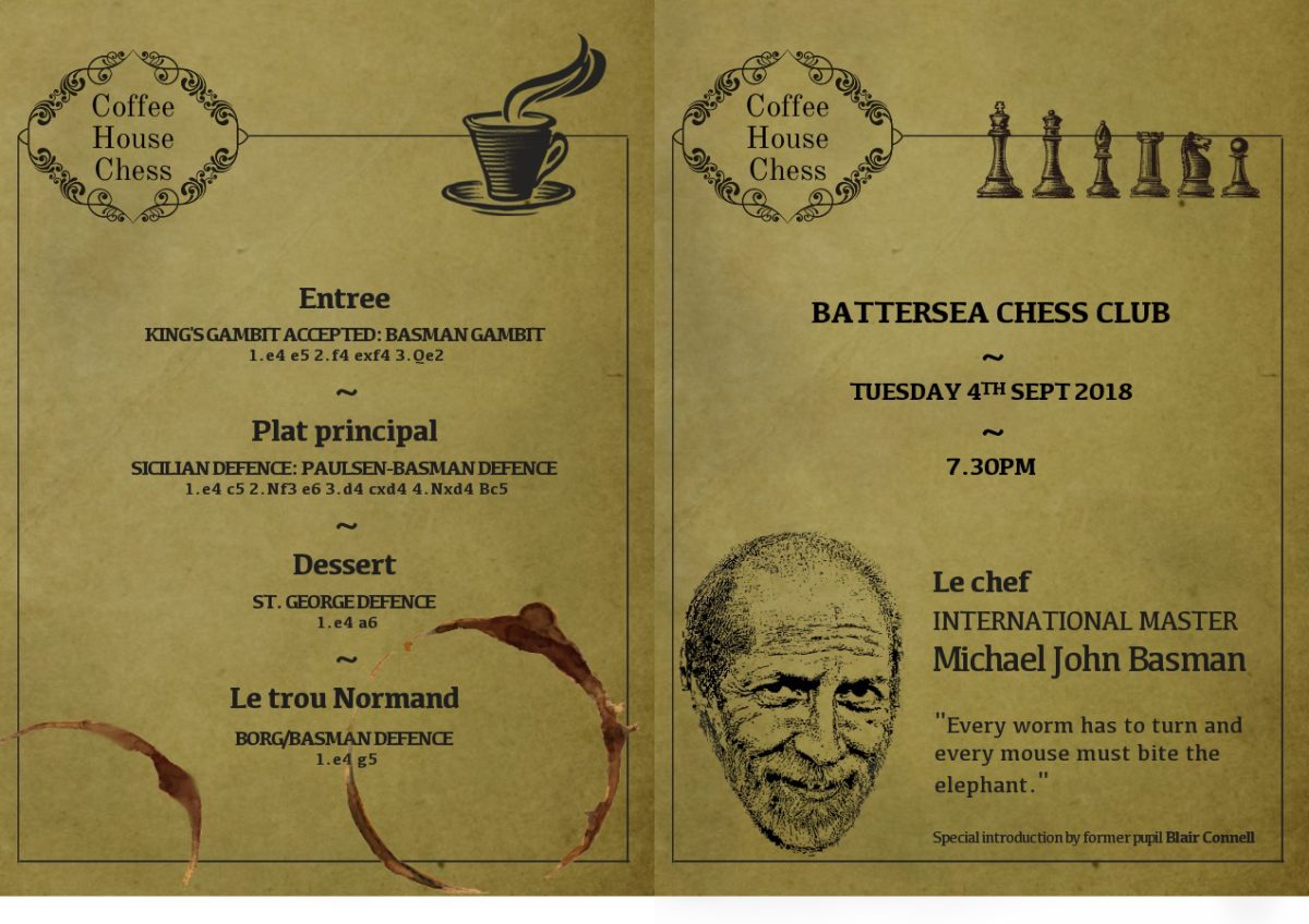 Join us for Coffee House Chess with IM Mike Basman