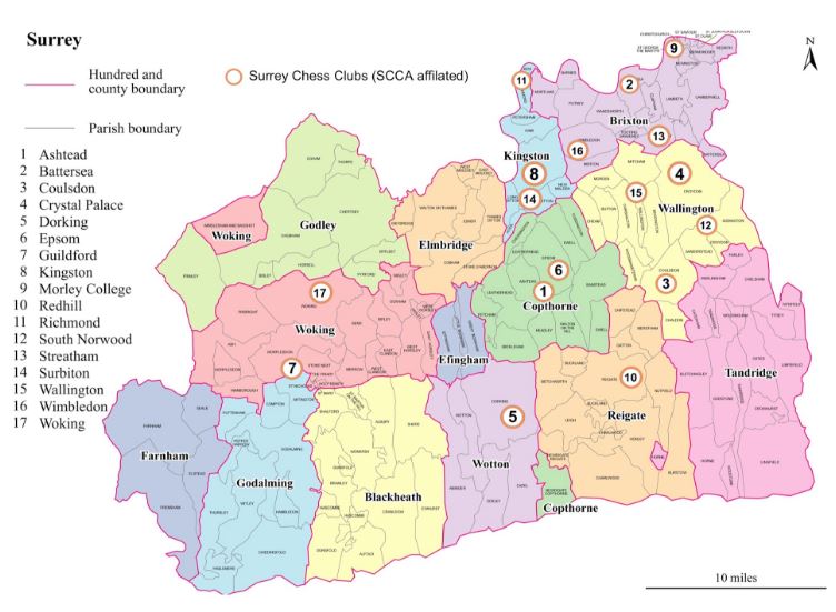 Chess clubs in the Surrey County Chess Association area